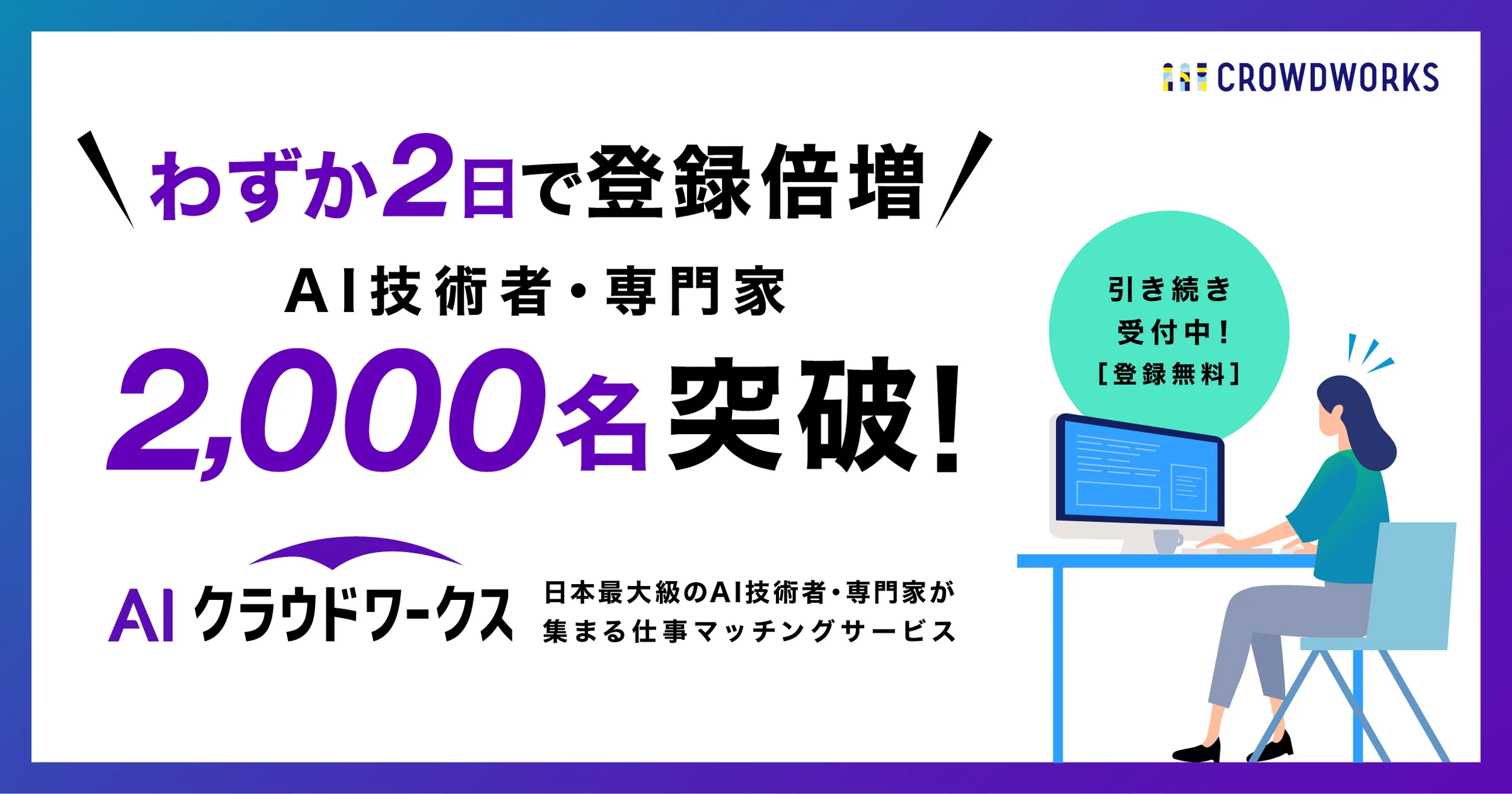 「AIクラウドワークス」登録者が2日で2,000名突破！